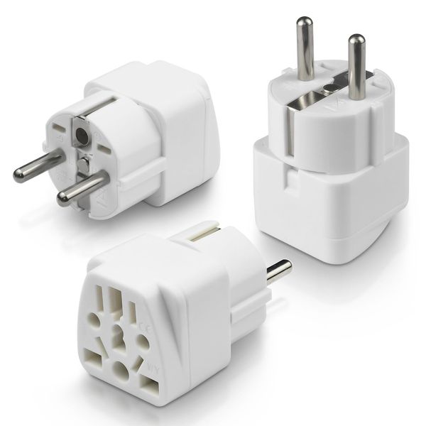 3Pcs Travel Adapter to German,Reiseadapter Weltweit Deutschland Stecker,Universal Adapterto EU wie USA,UK,China,Italien,Schweiz,Japan,Mexiko(Keine Unterstützung für Südafrika und Indien)