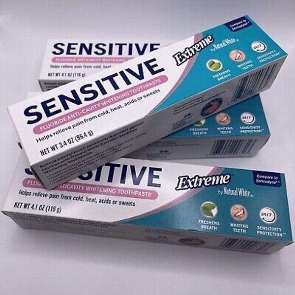 ( LOT 4 ) Natural White Sensitive Extreme Whitening Toothpaste 3.4 Oz Each