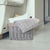 Home Storage Grey Painted Rectangular Wicker Basket Laundry Toys Baby Nursery Collection Box (Medium)