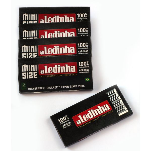 5 booklets - aLeda aLedinha MINI size clear Cellulose rolling paper from Brazil - 250 papers