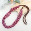 Bocar Long Multiple Row Handmade Beaded Statement Necklace with Gift Box (NK-10407-fuchsia red)