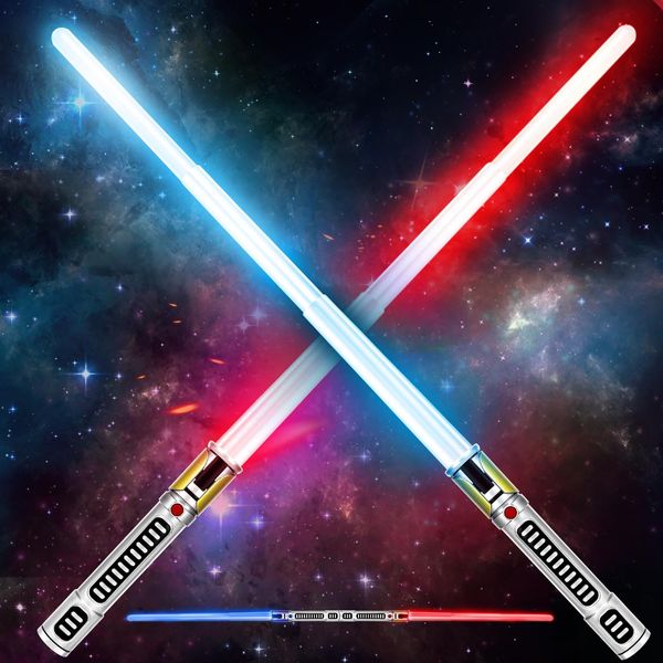 AuntyFey Light Up Saber, 2 Pack Light up Saber for Kids, Extendable Light Up Toy Sword for Kids, Light Up Sword Set, Dual Light Up Sabers for Kids Adults Toddler Boy Girl,Light Savers Party Toy Sword