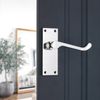 Infinity Decor Polished Chrome Victorian Scroll Lever Latch Door Pull Handle Pair on Rectangular Backplate Privacy Lock for Bathroom Internal Door