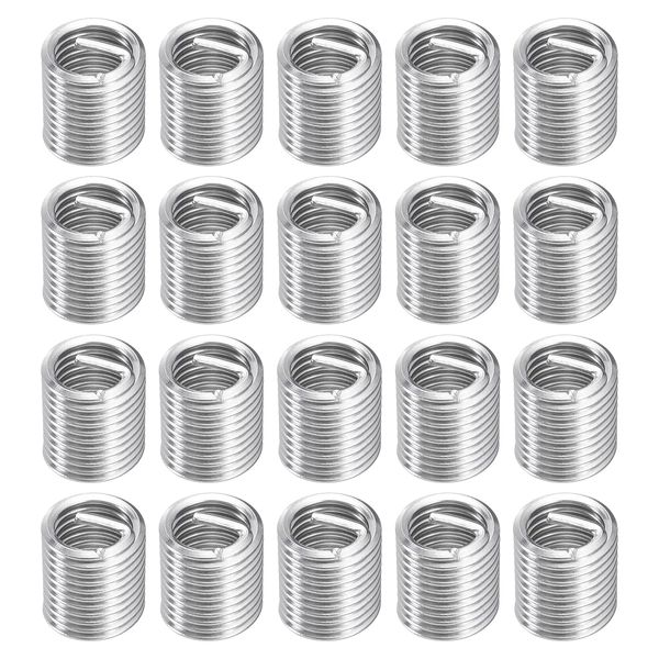sourcing map 30Pcs Helical Threaded Inserts, M8-1.25x2D 304 Stainless Steel Threaded Socket, Thread Repair Insert for Plastic Wood Thread Repair