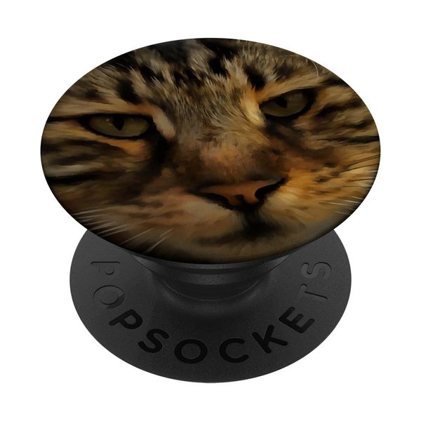 Long Haired Tabby Cat Artistic Pet Portrait PopSockets Adhesive PopGrip
