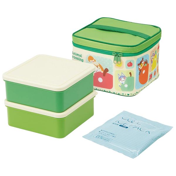 Skater KCPC2-A Animal Crossing Lunch Box with Cooler Bag and Ice Pack 21, Made in Japan, 8.5 fl oz (2,240 ml)