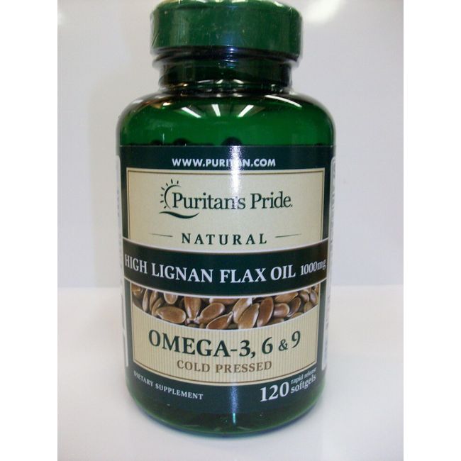 Natural, Organic, High Lignan  Flaxseed Oil 1,000 mg Omega-3, 6 & 9 120 Softgels