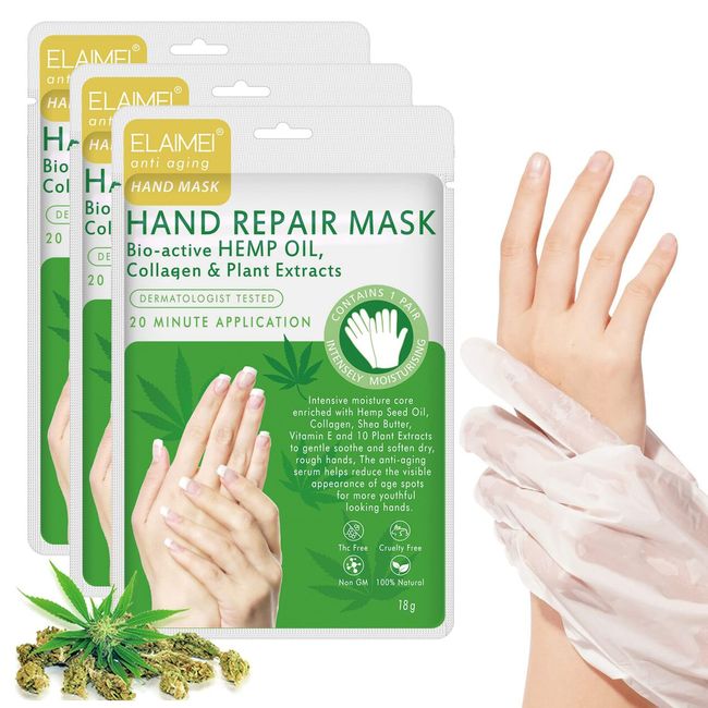 CCKULOOB Handmaske 3 Paar Handmaske für Sehr Trockene Hände Feuchtigkeitshandschuh Handpflege Handschuhe für Trockene Alternde Rissige Hände für Frauen und Männer