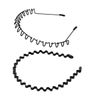 shefun Men's Headband, Spring Headband, Iron, Wavy with Combs, Non-Slip, Painless, Black, Simple, Bangs, Hair Ornament, Set of 2, Metal,