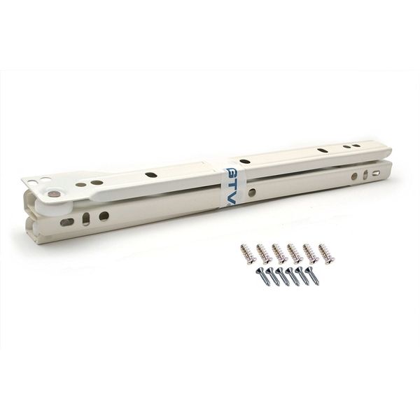 Roller Drawer Slides / Runners Bottom Fix Metal White Size 400mm (1 pair)