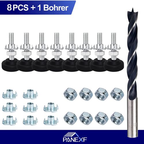 Panexf Furniture Feet Adjustable 8 PCS Levelling Feet M8 x 50mm Adjustable Table Legs for Furniture with Metal Drill