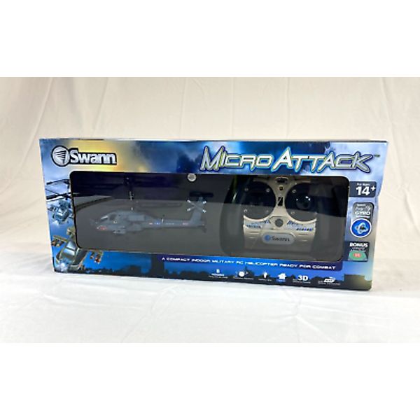 Swann Micro Attack RC Helicopter Indoor Gray Batteries Not Included New in Box