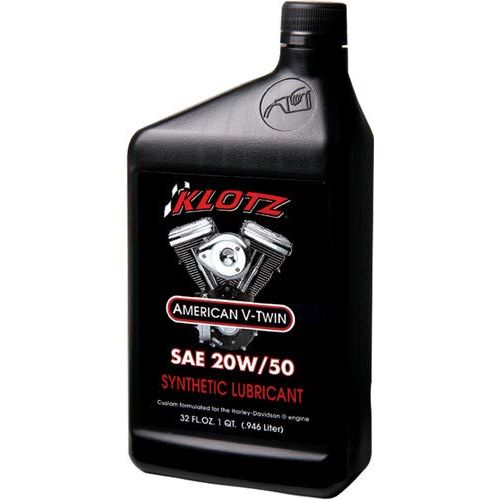 KLOTZ 32oz 20W50 V-Twin Synthetic Lubricant with High Load Carrying Capacity for Reduced Bearing and Ring Wear