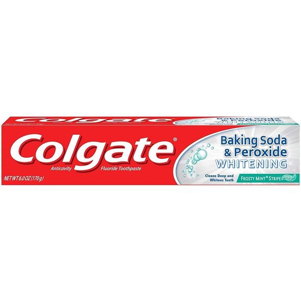 Colgate Baking Soda & Peroxide Whitening Toothpaste Frosty Mint Stripe, 6 Ounce (Pack of 1)