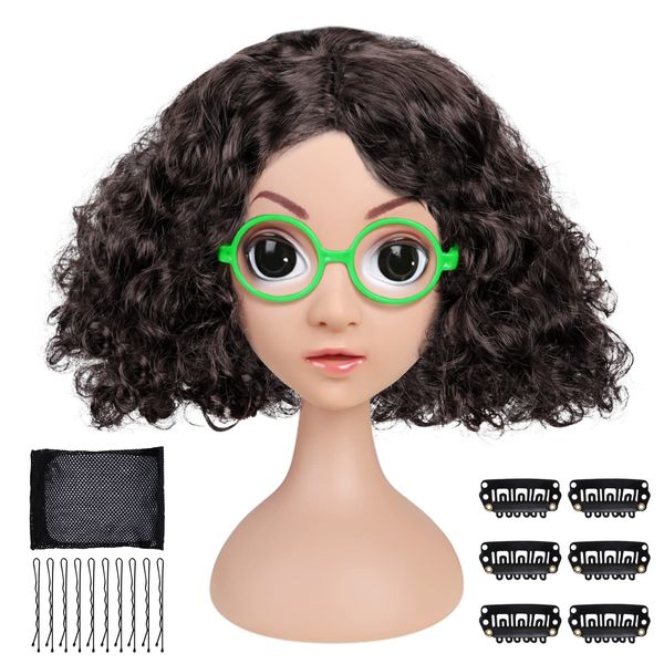 TAROME Encanto Party Decoration Kids Mirabel Cosplay Wig with Green Round Glasses Frame Mirabel Wig Sets for Girl Daughter Magic Movie Themes World Book Day Dress Up