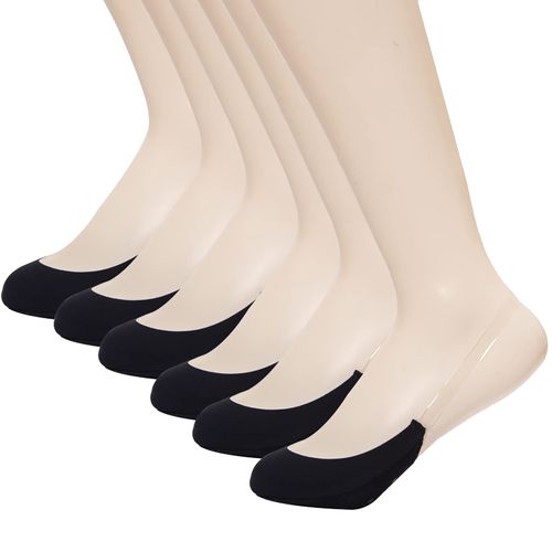 MANZI Invisible Half Toe Topper Socks Slingback Liner Socks with Transparent Elastic Strap 6 Pairs Black