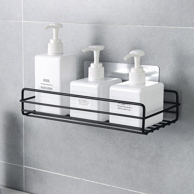 Japanese-Style Wrought Iron Bathroom Shelf - Wall-Mounted Storage