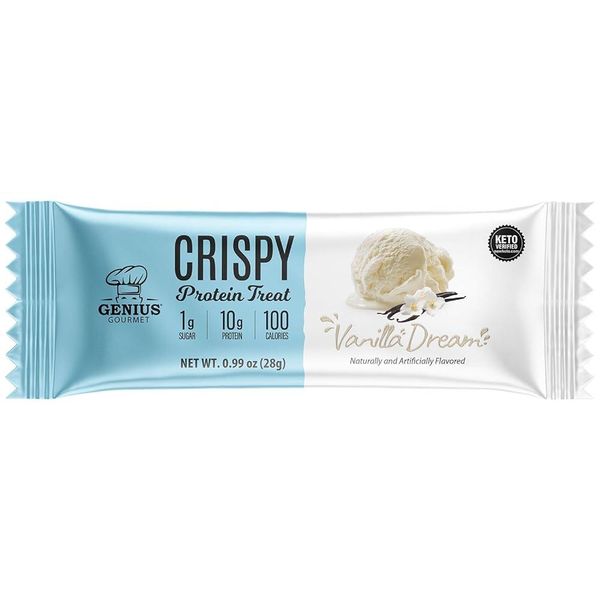 Genius Gourmet Gluten Free Crispy Protein Snacks Keto Snacks Low Carb Low Sugar (Pack of 10 Peanut Butter Chocolate)