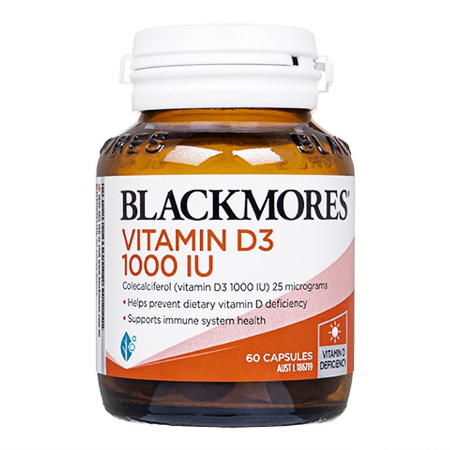 <br><br> Vitamin D3 1000IU 60 tablets 1 bottle Blackmores<br> Blackmores Vitamin D3 1000IU: International registered mail shipping