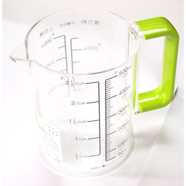 Pearl Metal Colors C-1395 Measuring Cup, Heat Resistant, 16.9 fl oz (500 ml), Green, Made in Japan