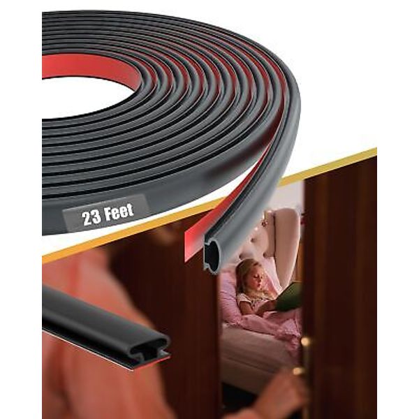 23Ft Rubber Weather Stripping Door Seal Strip for Door & Window, Self-Adhesiv...