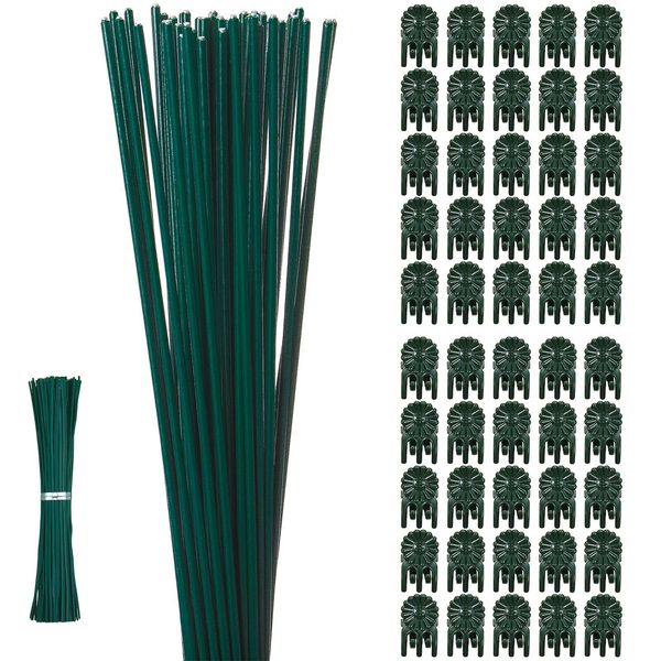 50 Pieces Plastic Coated Iron Wire 15.9 Inch Single Handle Plant Support