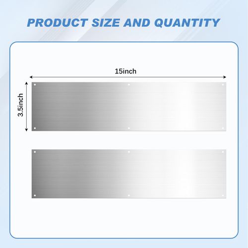 Fabbay 2 Pieces Door Kick Plate Kick Plates for Exterior Doors Aluminum Kick Plate for Doors Decor Avoid The Door from Kicking(Silver,3.5 x 15 Inch)