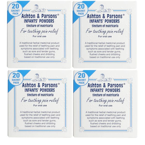 4 X Ashton and Parsons Teething Pain Relief Powders 20 Sachets Ashton & Parsons