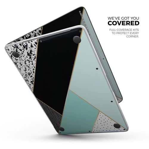 Design Skinz Minimalistic Mint and Gold Striped V1 Full-Body Wrap Scratch Resistant Decal Skin-Kit Compatible with MacBook 13" Pro w/TB (A2289)