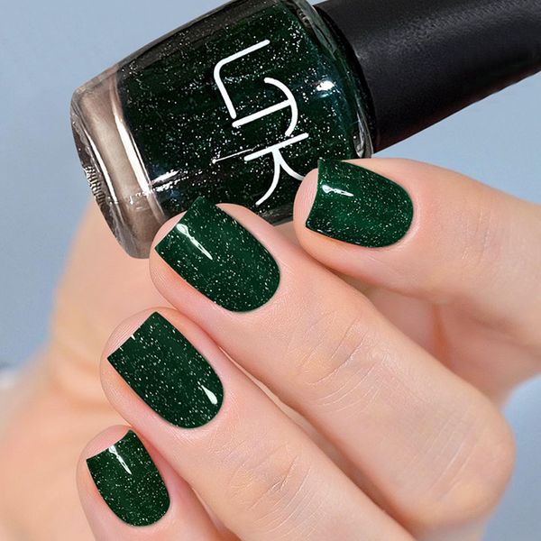 Green Glitter Nail Polish, Glitter Green Nail Polish Quick Dry Long Lasting Emerald Green Nail Varnish Water Based Green Nail Gel Polish Breathable Glitter Nail Varnish At Home & Salon Manicure