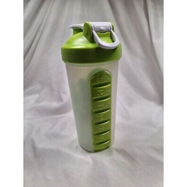 Pill Box with Water Bottle Portable Pill Organizer Bottle Vitamin Holder Travel