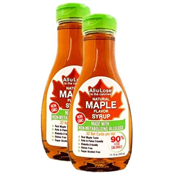 Allulose - Natural Maple Flavored Non-GMO Allulose Syrup, 11.75oz bottles - All-u-Lose (2 Pack)