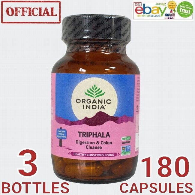 Triphala Organic India 3 BOX 180 caps Exp.2025 Digestion Colon Immunity Support