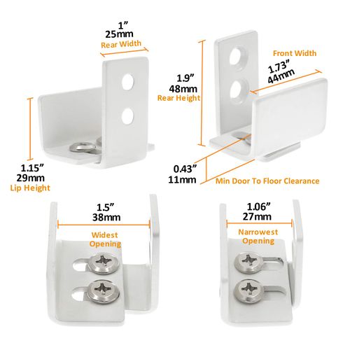 BokWin White Barn Door Guide - Adjustable Wall Mounted - Works on Grooved & Non-Grooved Doors - Easy to Install