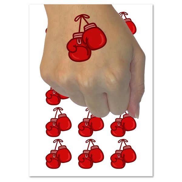 Boxing Gloves Hanging Temporary Tattoo Water Resistant Fake Body Art Set Collection - 15 2" Tattoos (1 Sheet)