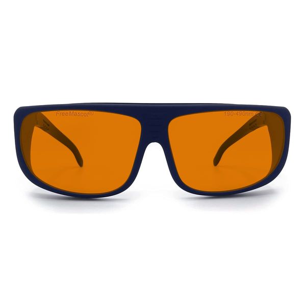 FREEMASCOT OD 6+ 190nm-490nm Wavelength UV light/Anti Blue Light Blocking Safety Glasses for 405nm, 445nm, 450nm,473nm Laser Light (Style 5)