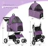 Pet Stroller 4 Wheels,3-in-1 Foldable Dog Stroller w/Storage Basket&Cup Holder