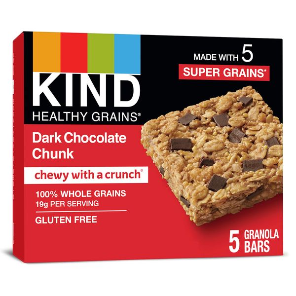 KIND HEALTHY GRAINS Dark Chocolate Chunk Bars, Gluten Free Bars, 1.2 OZ Bars (40 Count)