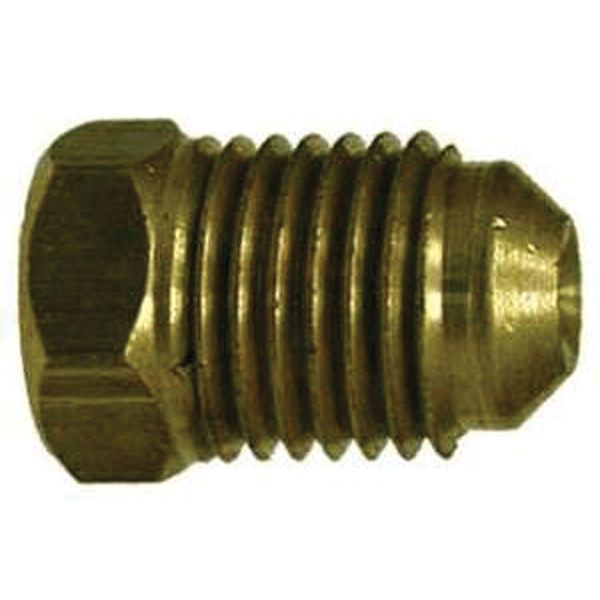 Midland 10-067 Brass SAE 45 Degree Flared Plug, 1/2" UNF Thread Size, 0.75" Hex
