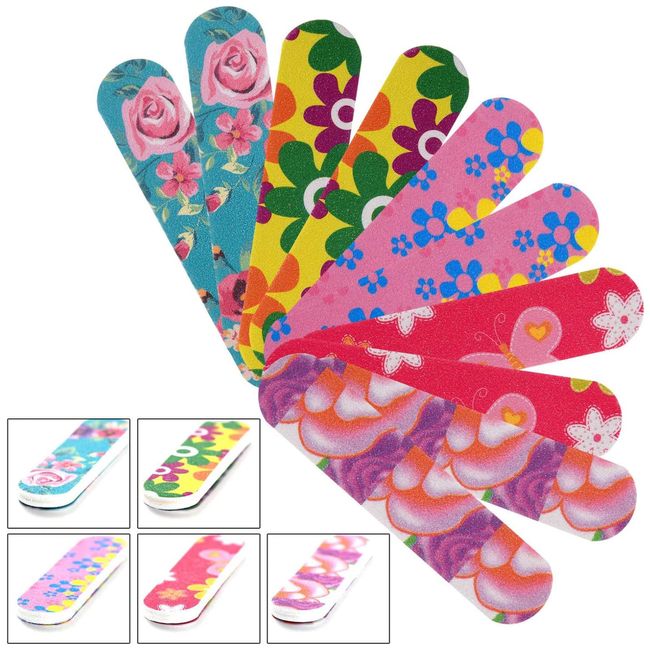 100 Pieces Mini Nail Files Double Sided Emery Boards Nail File and Buffers Nail Tools for Women Girls, 5 Colors