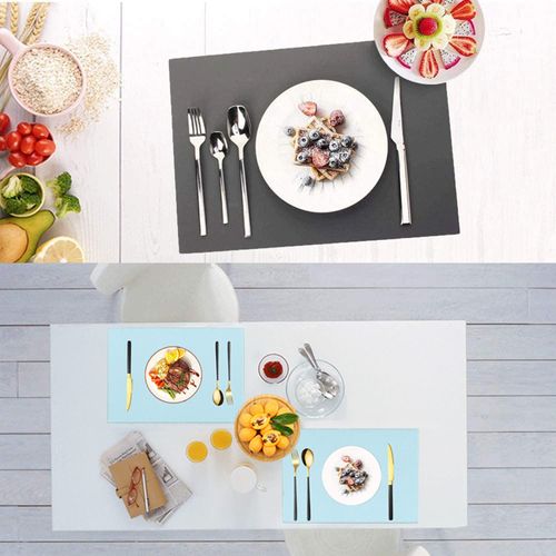 IYYI Silicone Placemats, Placemats for Kids, Placemats Set of 4 Waterproof Heat Resistant Non-Slip Kitchen Table Mats for Dining Table, Easy to Clean (Dark Gray01)