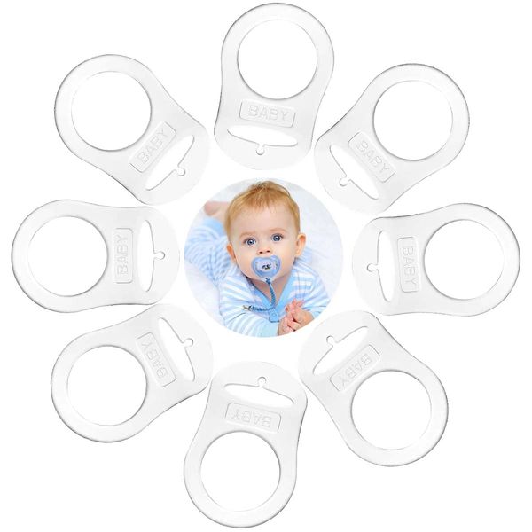 8 Pcs Silicone Baby Dummy Adapter, Dummy Pacifier Ring Holder Clip Adapter, Ring Button Style Dummy Clips Adapter