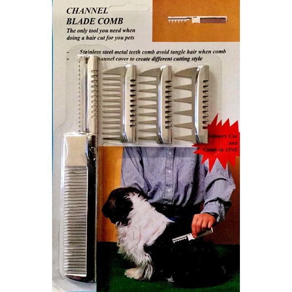 PET GROOMING TEXTURIZING COMB & RAZOR WITH FOUR ATTACHMENTS