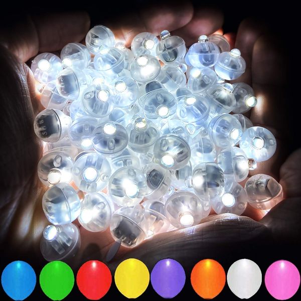 Aogist 50 Pcs White LED Balloon Light, Tiny Led Light Mini Round LED Ball Lamp for Paper Lantern Balloon, Indoor Outdoor Party Event Fun Party Supplies Halloween Christmas Wedding Decoration
