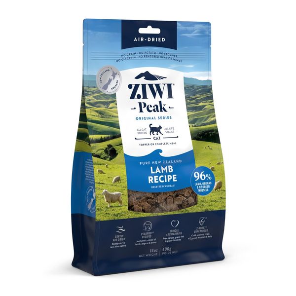 ZIWI Peak Air-Dried Cat Food – All Natural, High Protein, Grain Free & Limited Ingredient with Superfoods (Lamb), 14 Ounce (Pack of 1)