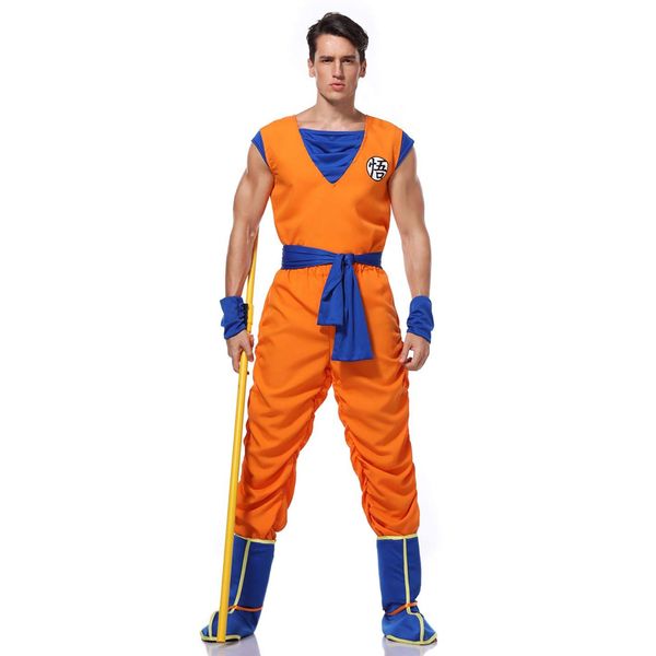 S&C Live #190189 Men’s Dragon Ball Son Goku Cosplay, 5-Piece Set, Halloween Costume, Adult Costume, Dragon Ball Son Goku Costume, Dragon Ball Costume, Halloween Costume, Event Costume, Christmas Cosplay, Size L, Orange