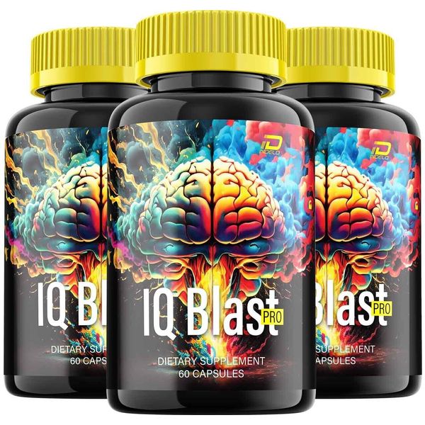 (3 Pack) IQ Blast Pro Brain Supplement Capsules - IQBlast Pro All-Natural