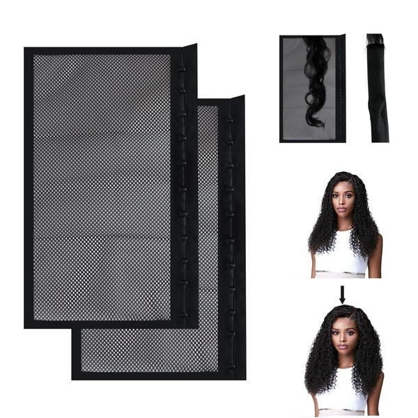 Obfuscate Lock Hair Stretcher Stretcher Hair Net for Curly Hair Curl Stretcher to Prevent Shrinkage Hair Net for Curly Hair for Girls With long Curly Hair Black-2PCS