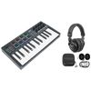 Rockville M25 Black 25 Key USB Wireless Bluetooth Keyboard Controller+Headphones