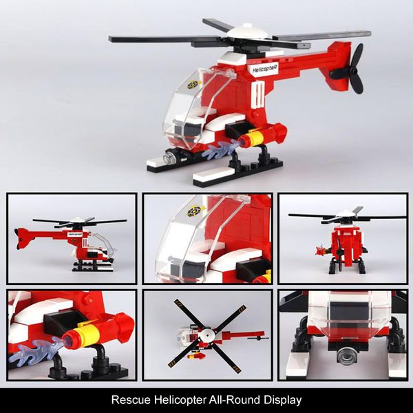 City Fire Rescue Helicopter and Truck Building Blocks Set,Creative Building Bricks Compatible with Lego,204 PCS, Fun Gift or Pretend Play Toy for Kids (fire Rescue Team 204PCS)